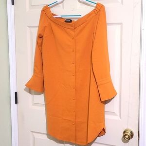 Orange rust off the shoulder shirt dress